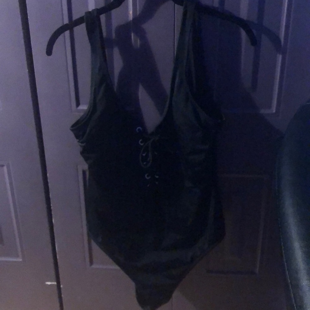 Black sexy front laced bathing suit